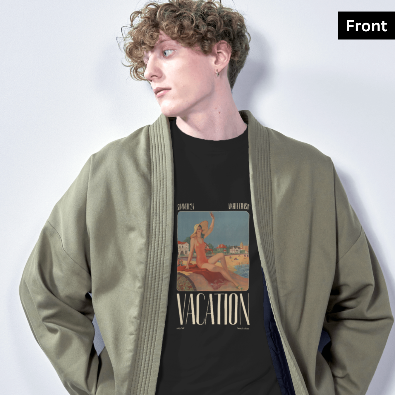 Vacation III - Unisex Black Printed T-shirt