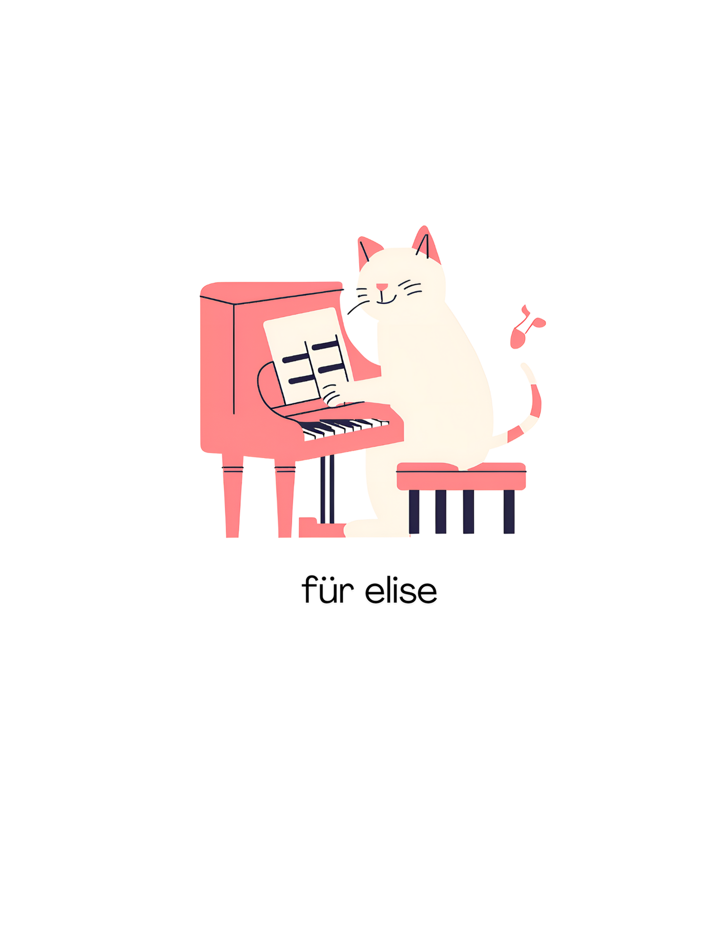 Für Elise - Unisex White Printed T-shirt