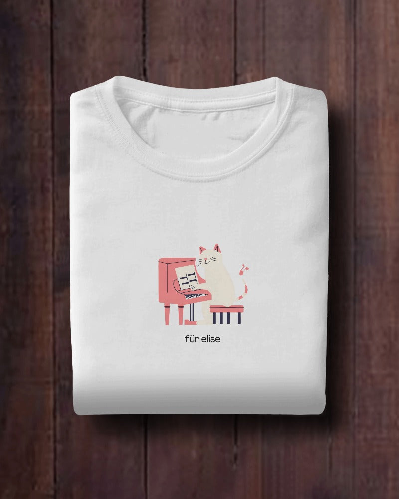 Für Elise - Unisex White Printed T-shirt