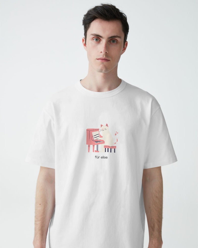 Für Elise - Unisex White Printed T-shirt