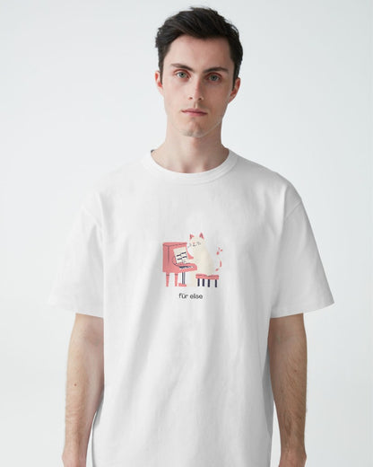 Für Elise - Unisex White Printed T-shirt