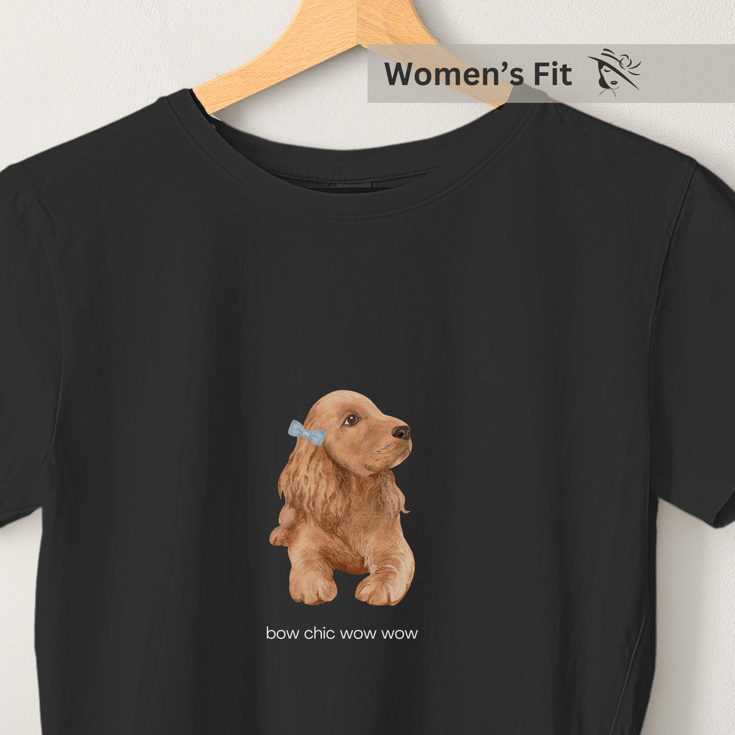 Bow Chic Wow Wow - Women's Black Printed T-shirt