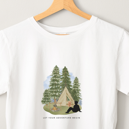 Camping Adventure - Unisex White Printed T-shirt