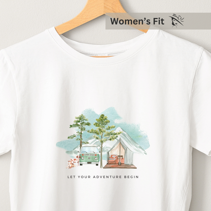 Camping Adventure II - Women's White Printed T-shirt