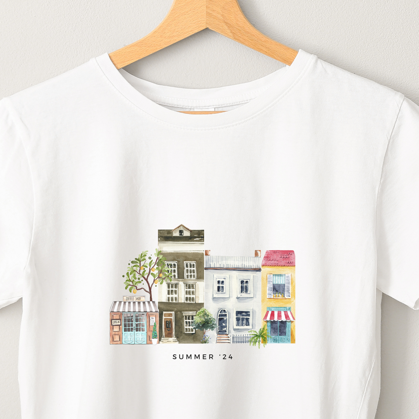 City Charm - Unisex White Printed T-shirt