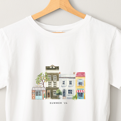 City Charm - Unisex White Printed T-shirt