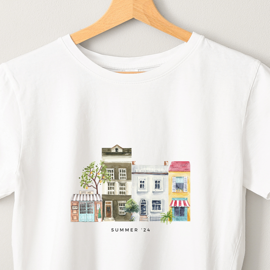 City Charm - Unisex White Printed T-shirt