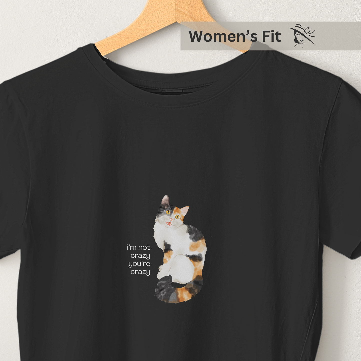 Crazy Cat - Women's Black Printed T-shirt