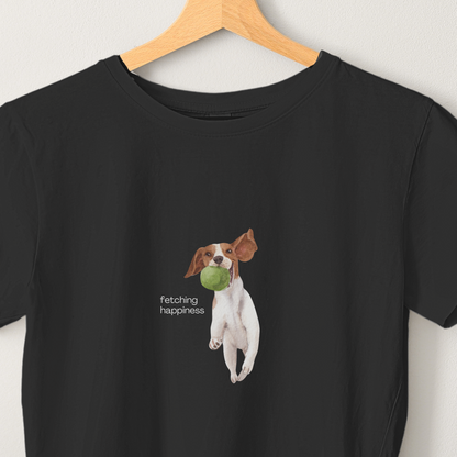 Fetching Happiness - Unisex Black Printed T-shirt