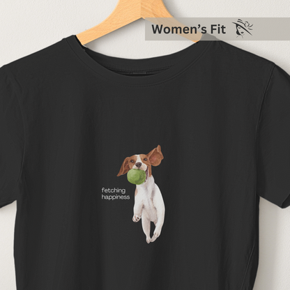 Fetching Happiness - Women's Black Printed T-shirt