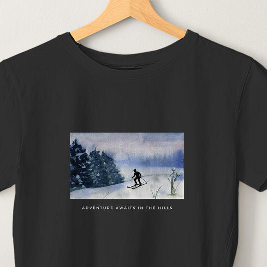 Hill Adventure - Unisex Black Printed T-shirt
