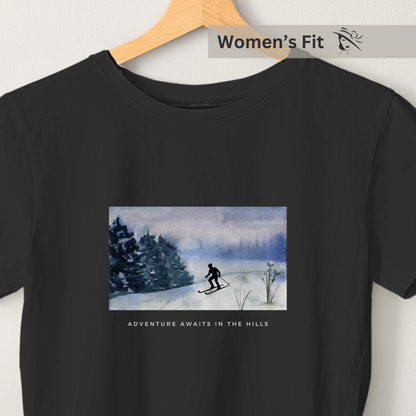 Hill Adventure - Women's Black Printed T-shirt