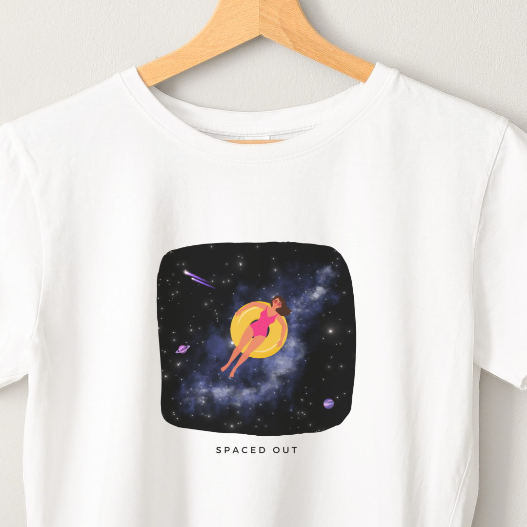 Spaced Out - Unisex White Printed T-shirt