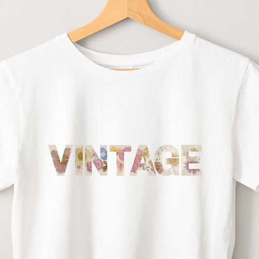 Vintage Flowerscape - Unisex White Printed T-shirt
