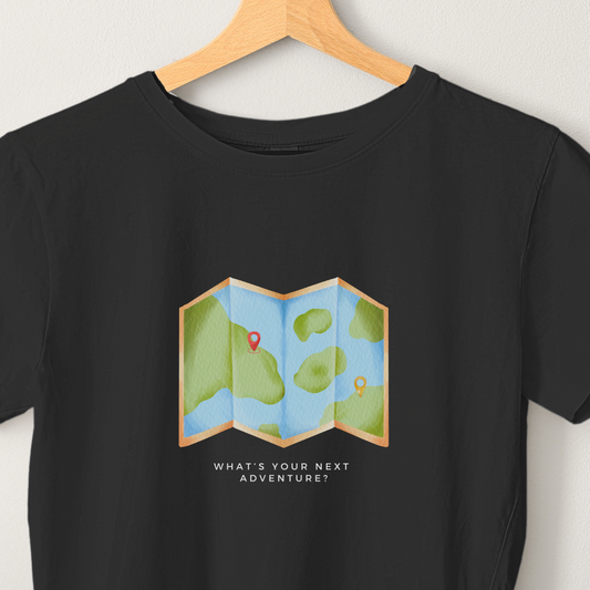 Where next? - Unisex Black Printed T-shirt