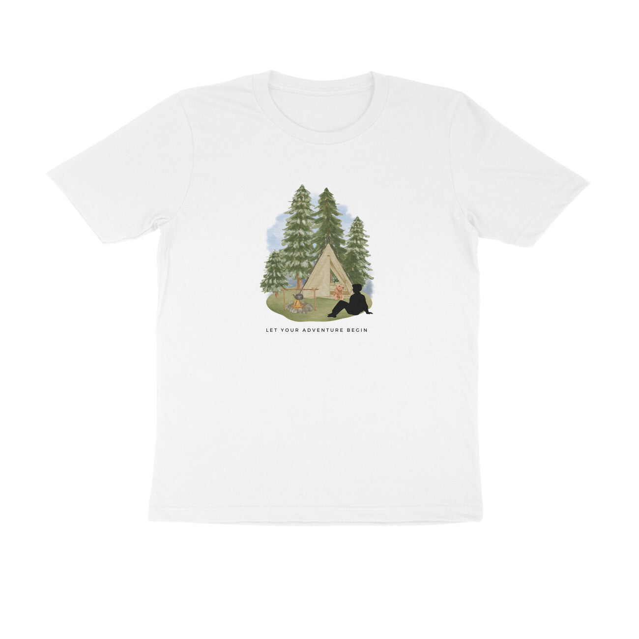 Camping Adventure - Unisex White Printed T-shirt