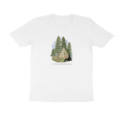Camping Adventure - Unisex White Printed T-shirt