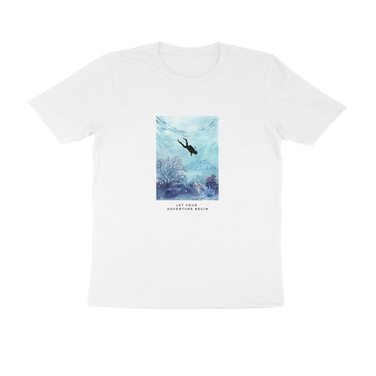 Scuba Adventure - Unisex White Printed T-shirt