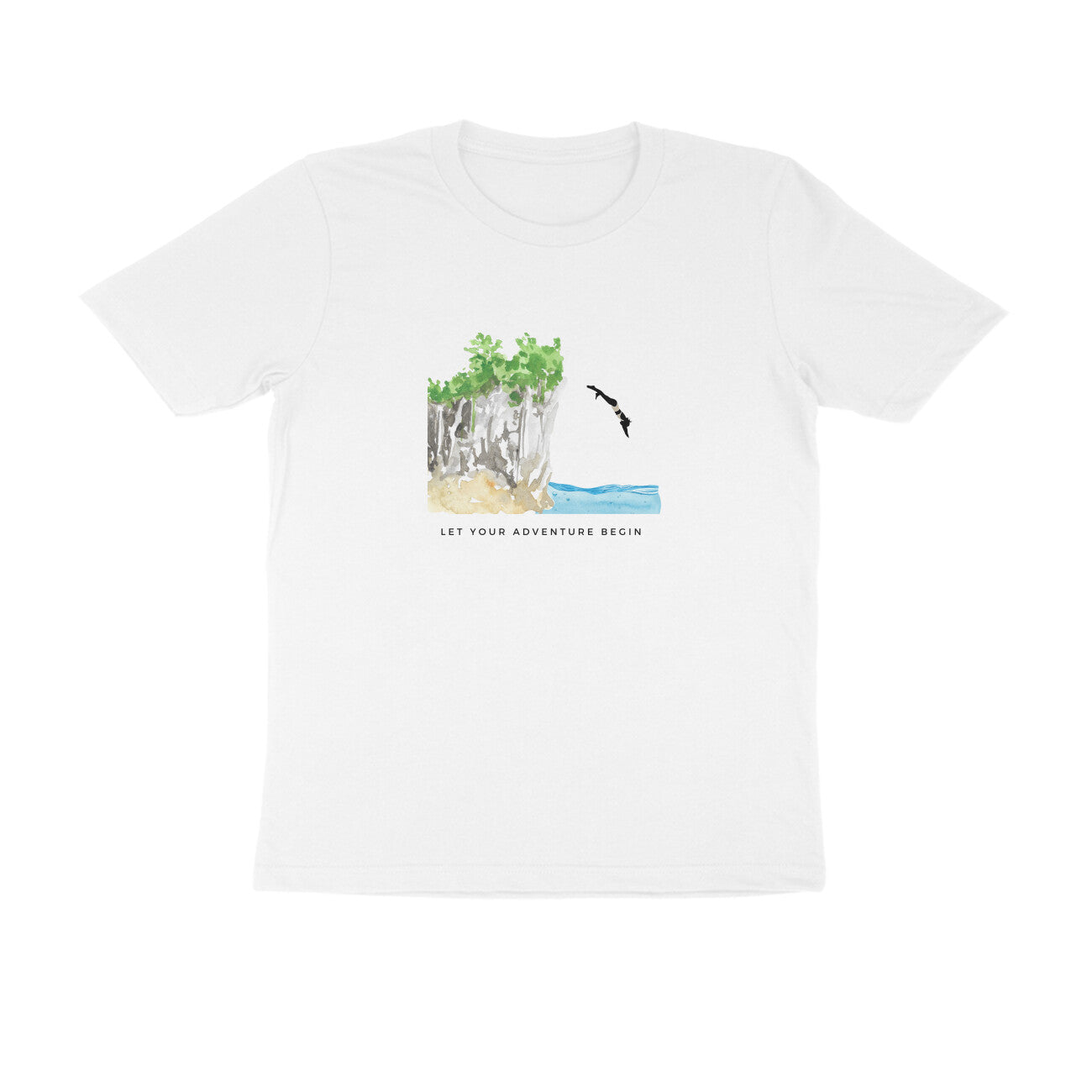 Cliff Dive - Unisex White Printed T-shirt