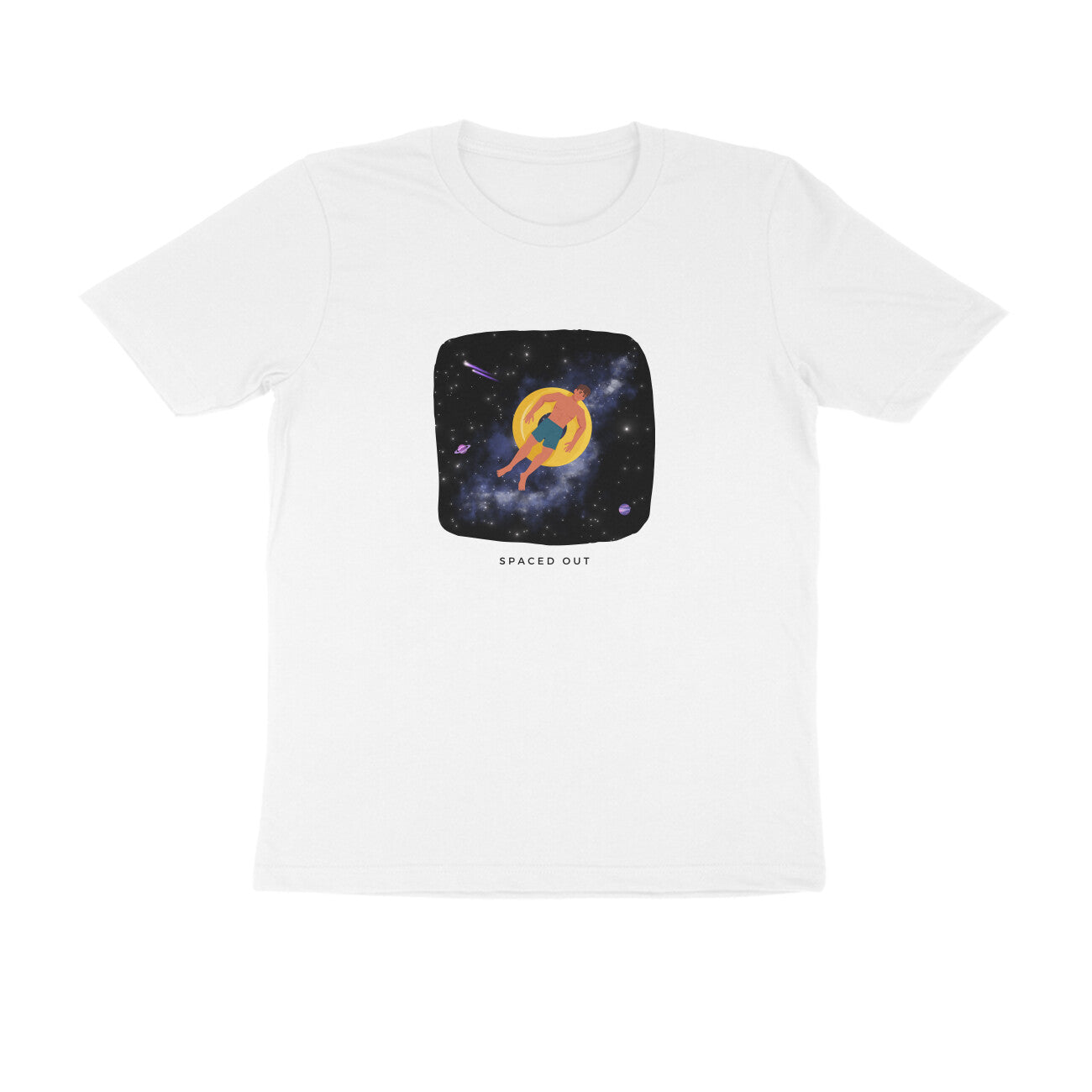 Spaced Out II - Unisex White Printed T-shirt