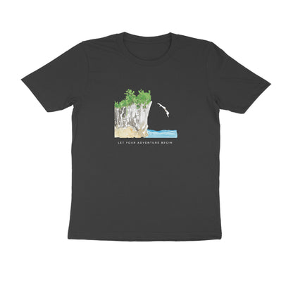 Cliff Dive - Unisex Black Printed T-shirt