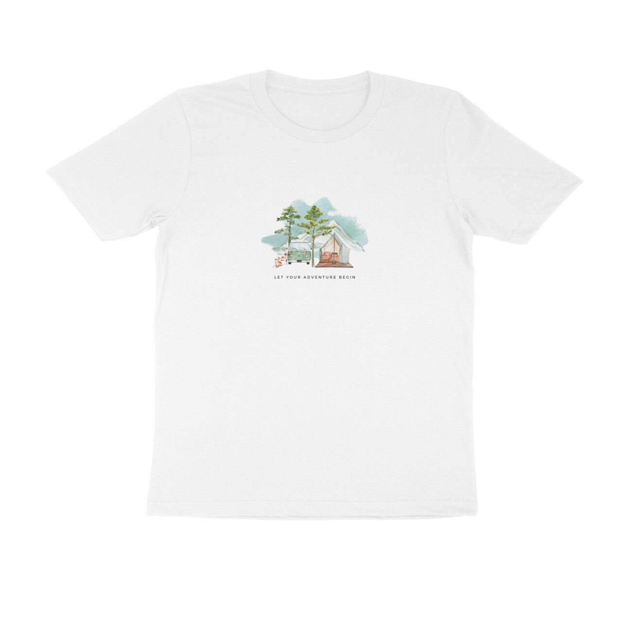 Camping Adventure II - Unisex White Printed T-shirt