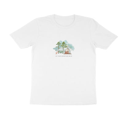 Camping Adventure II - Unisex White Printed T-shirt