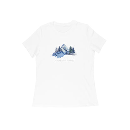 Mountain Adventure - Women's White Printed T-shirt