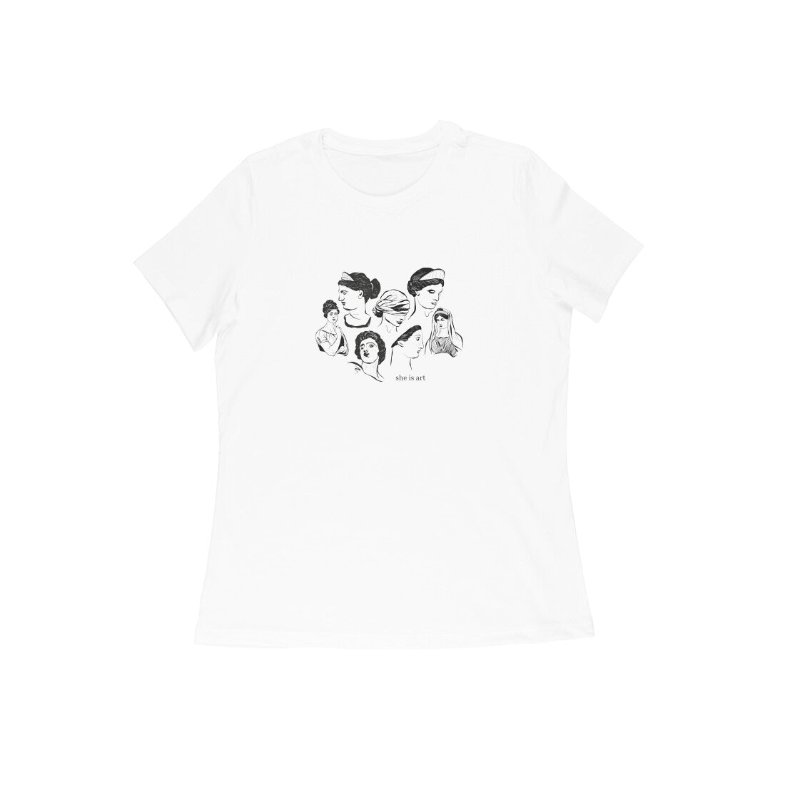She is Art - Women's White Printed T-shirt