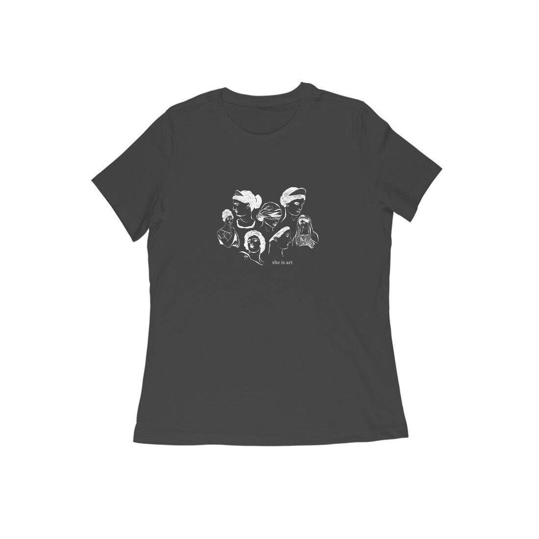 She is Art - Women's Black Printed T-shirt