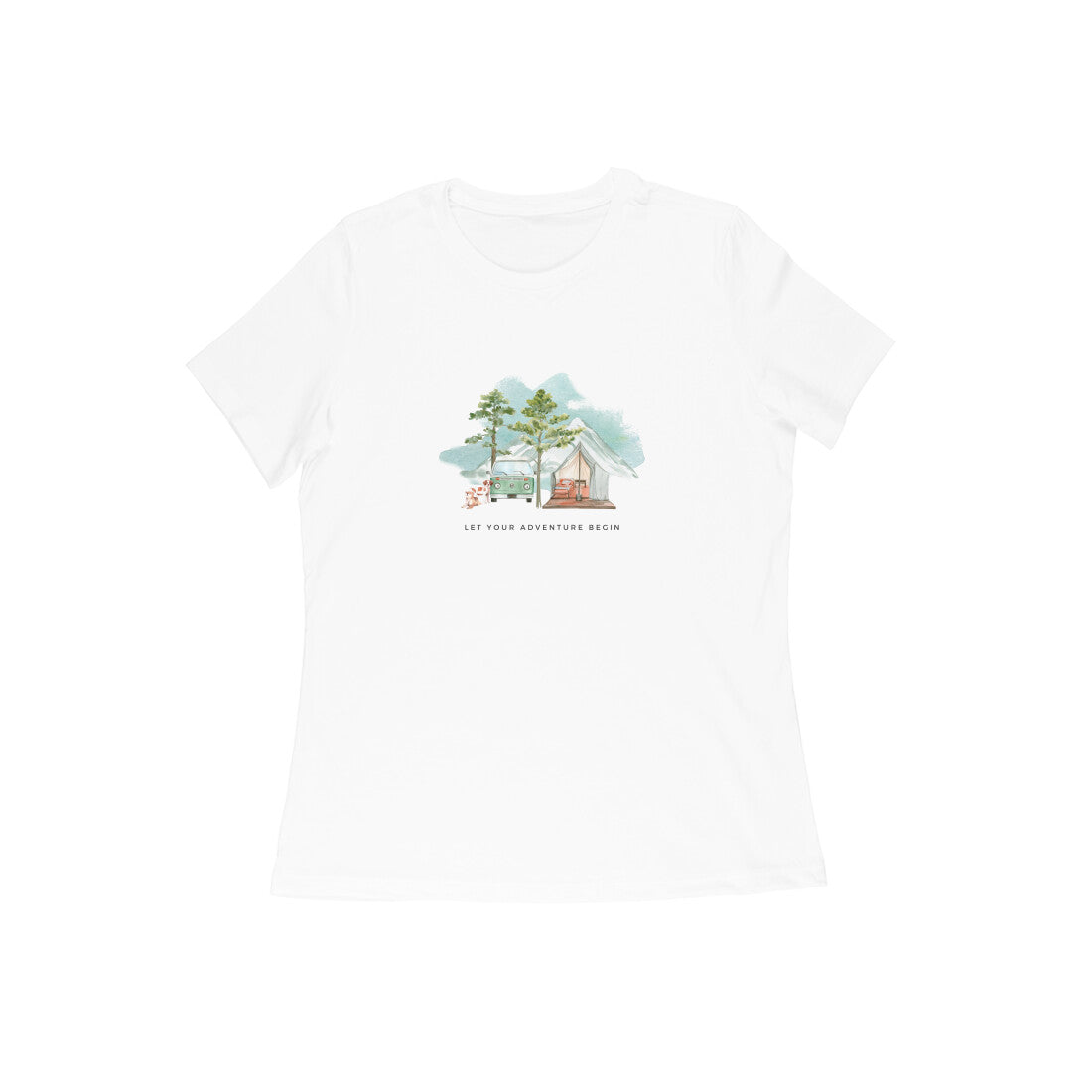 Camping Adventure II - Women's White Printed T-shirt