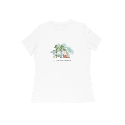 Camping Adventure II - Women's White Printed T-shirt