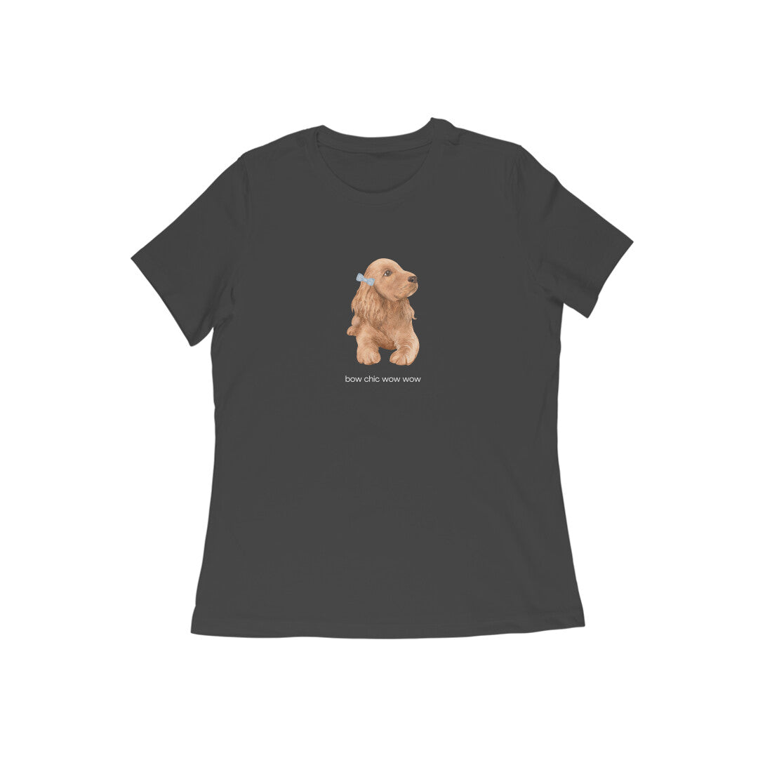 Bow Chic Wow Wow - Women's Black Printed T-shirt