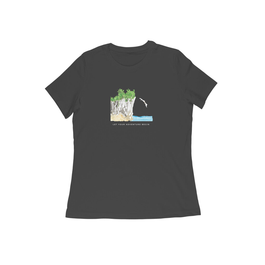 Cliff Dive - Women's Black Printed T-shirt