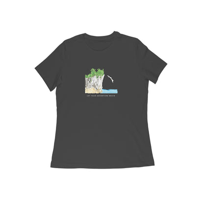 Cliff Dive - Women's Black Printed T-shirt