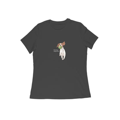 Fetching Happiness - Women's Black Printed T-shirt