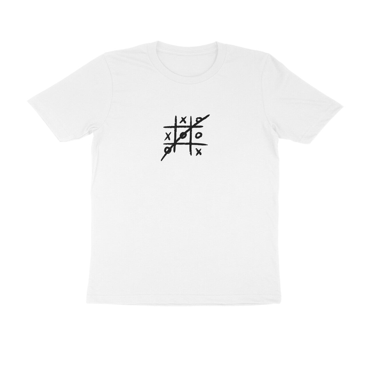 Tic Tac Toe - Unisex White Printed T-shirt