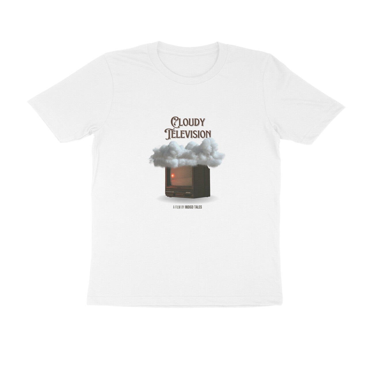 Cloudy Television - Unisex White Printed T-shirt