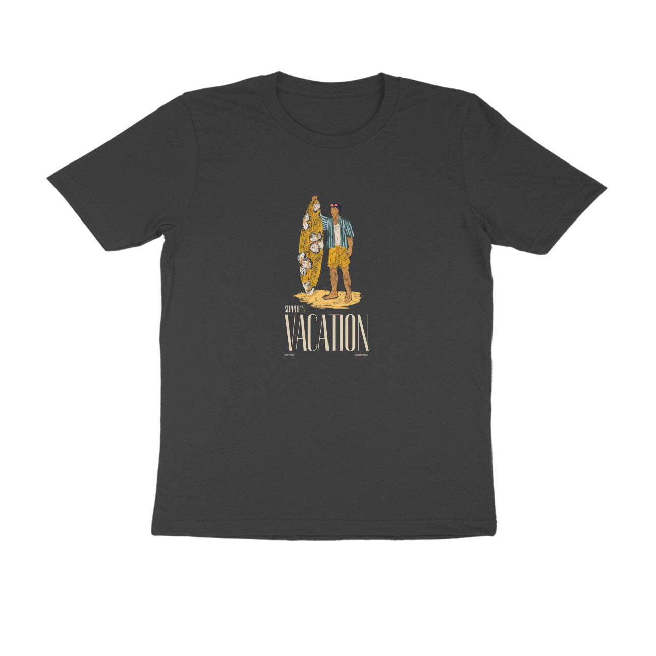 Vacation I - Unisex Black Printed T-shirt