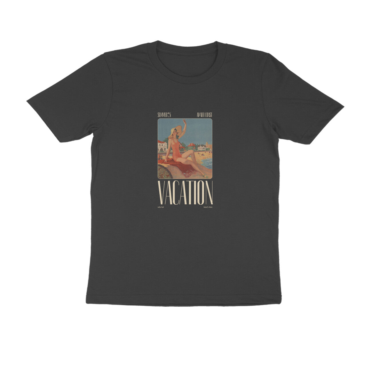 Vacation III - Unisex Black Printed T-shirt