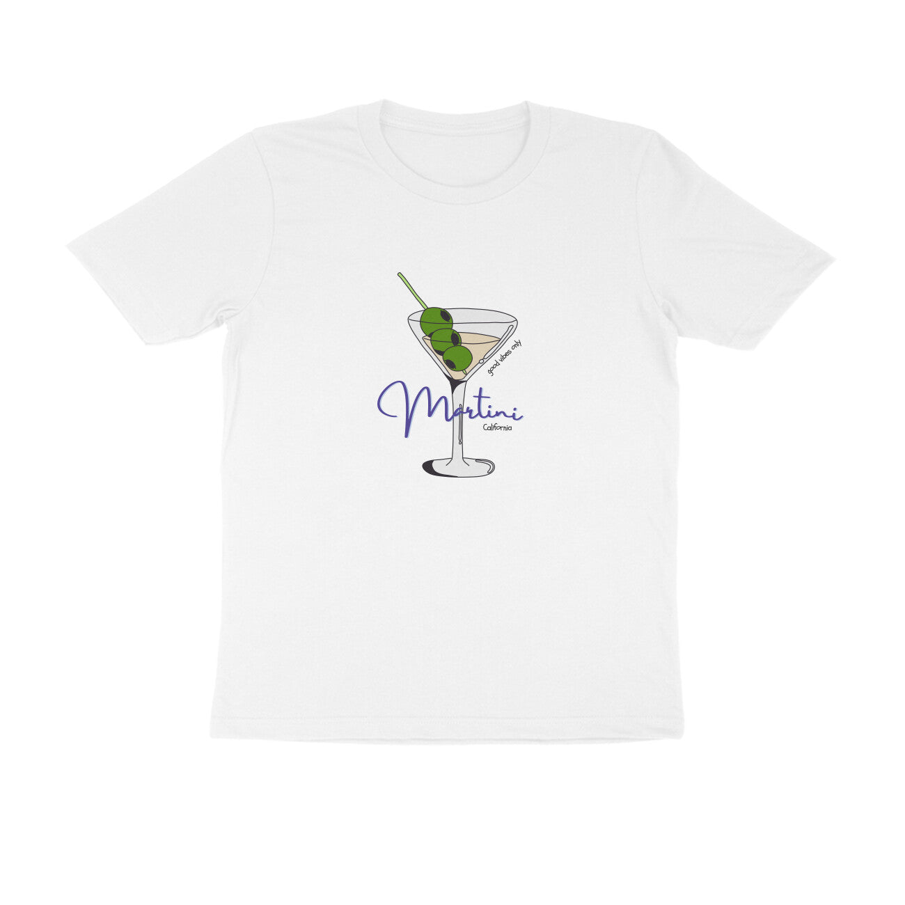 Martini - Unisex White Printed T-shirt