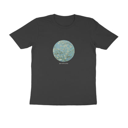 Almond Blossoms - Unisex Black Printed T-shirt